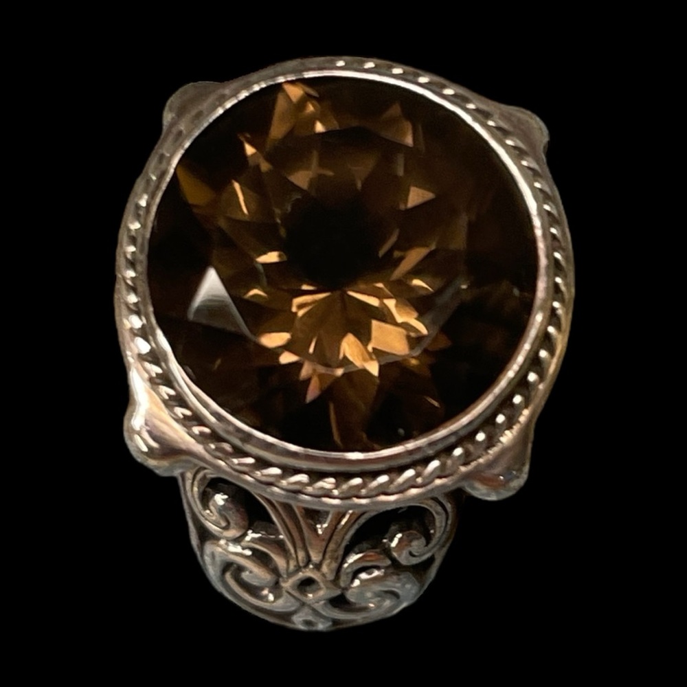 Samuel L. Benham Balinaise Sterling & Smoky Quartz Gemstone Ring    size 5   NWT
